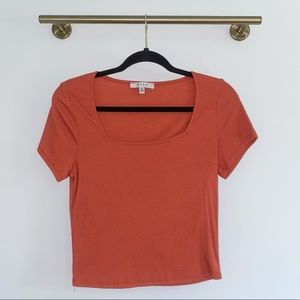 Burnt Orange Square Neckline Crop Top